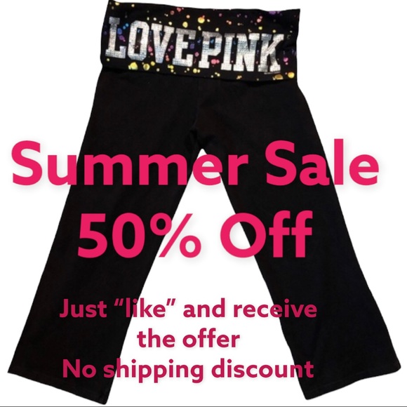 PINK Victoria's Secret Pants - Victoria Secret Pink Silver Bling Foldover Cropped Leggings Size Small